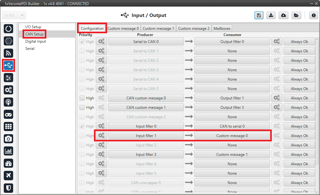 1x PDI Builder CAN Setup Configuration tab