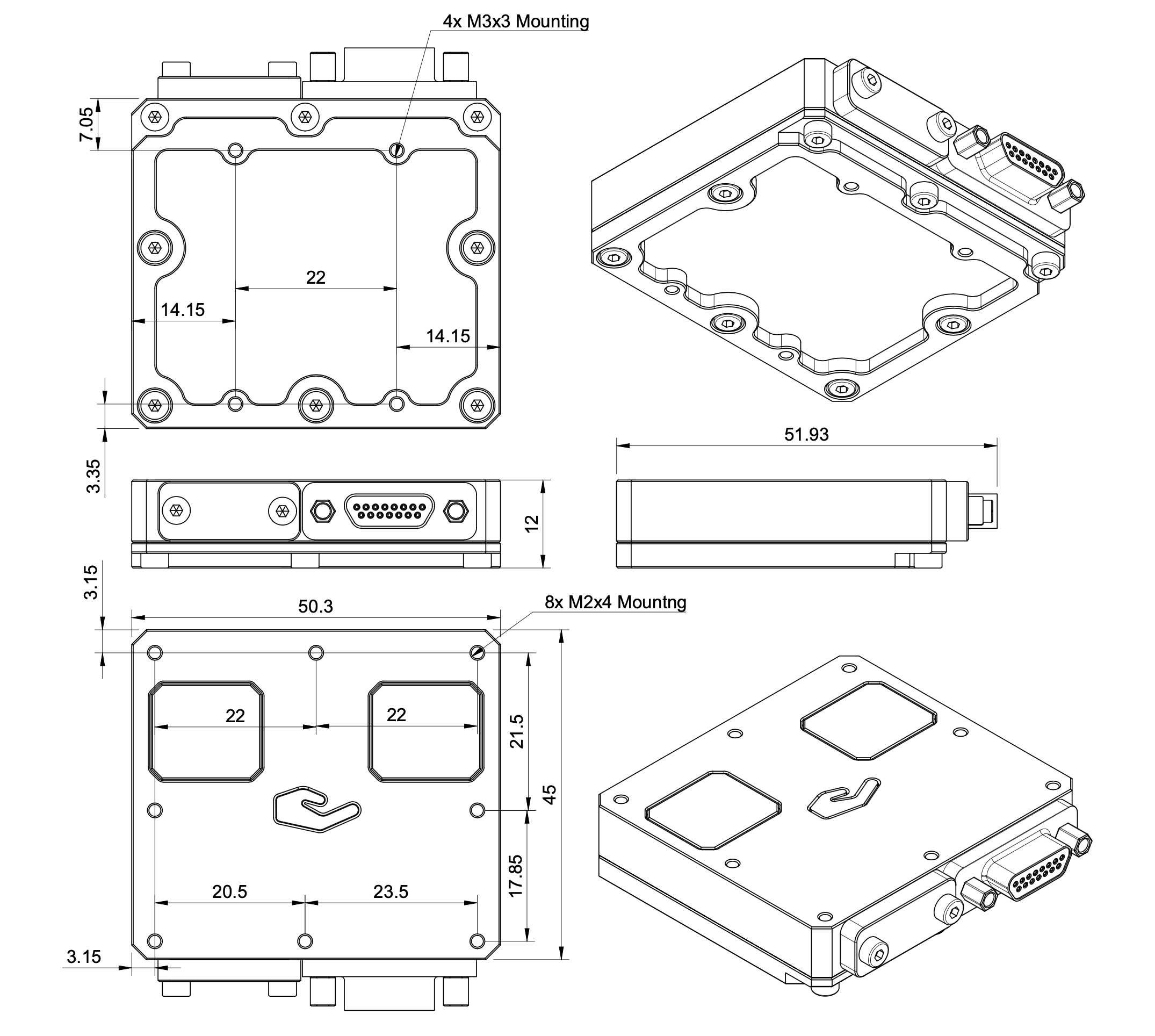 RXM Receiver Dimensions