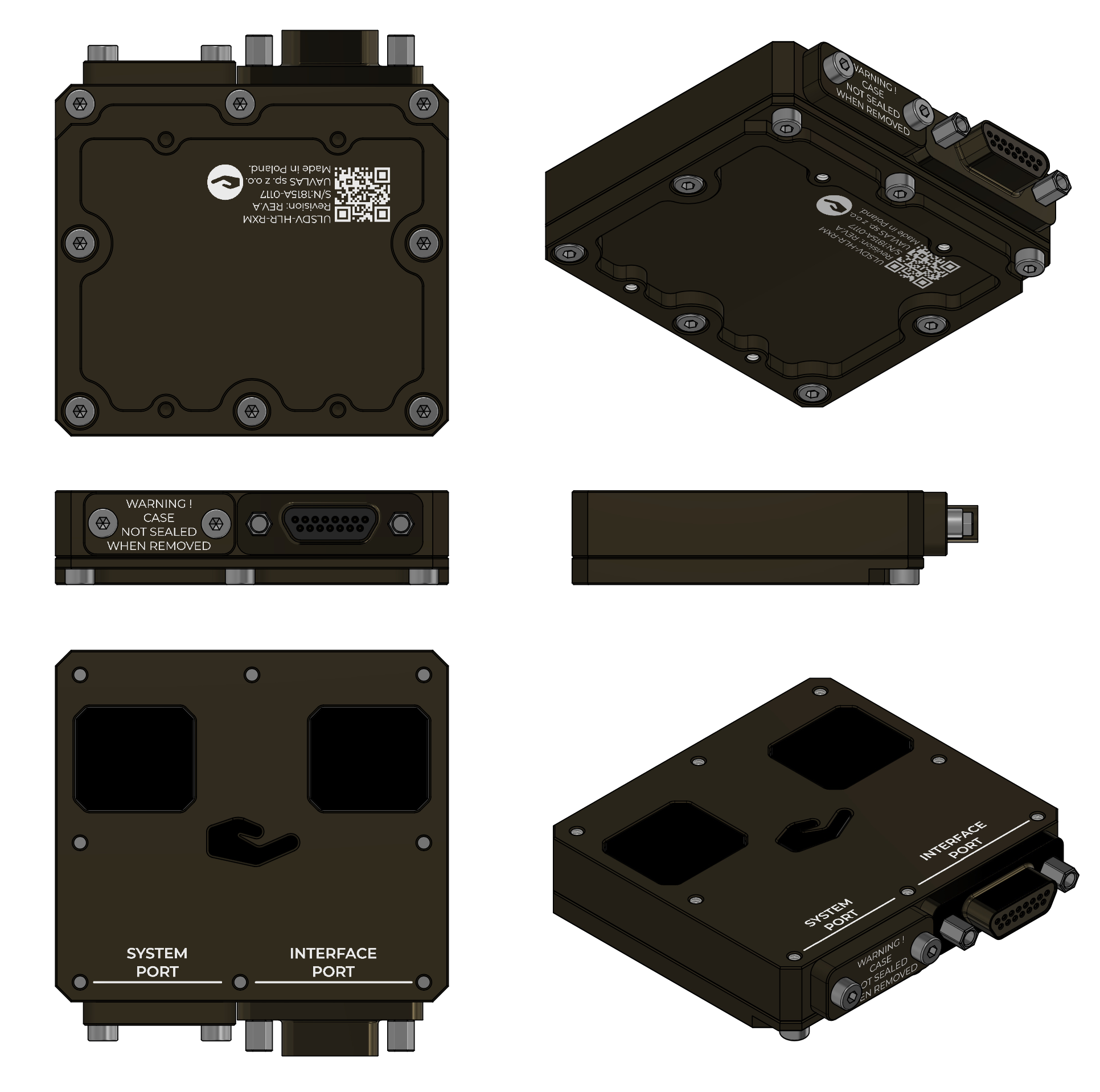 RXM Receiver – Projection Views (Color)