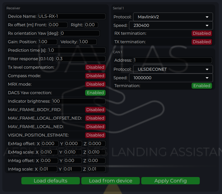 ULS-Tools Receiver Configuration