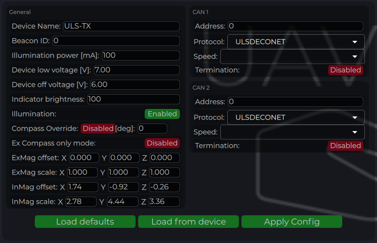ULS-Tools Transmitter Configuration