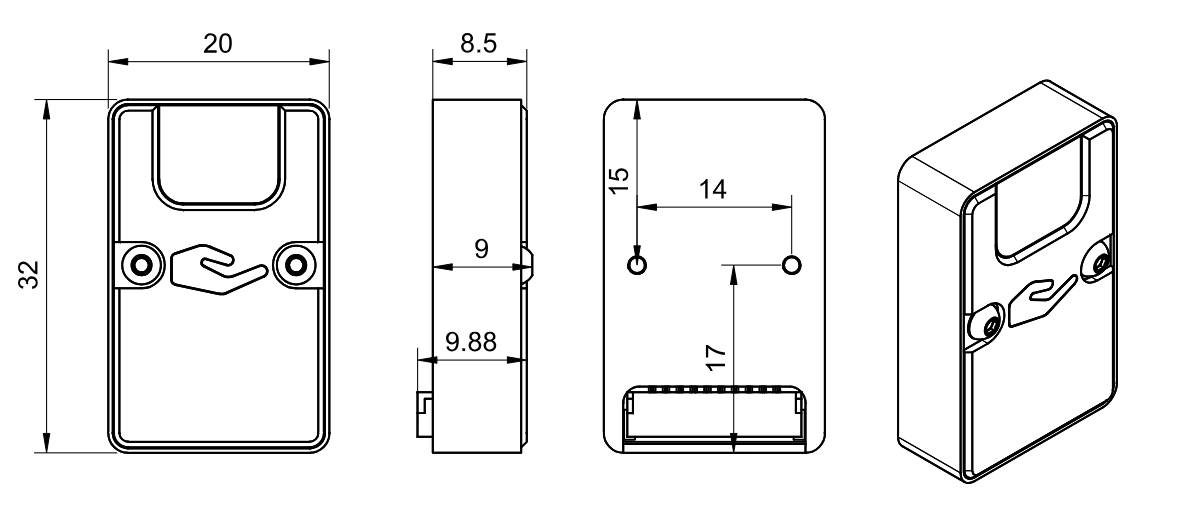 Receiver mechanical dimensions